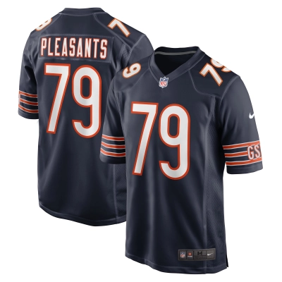 Men's Chicago Bears Austen Pleasants Navy Game Jersey 01