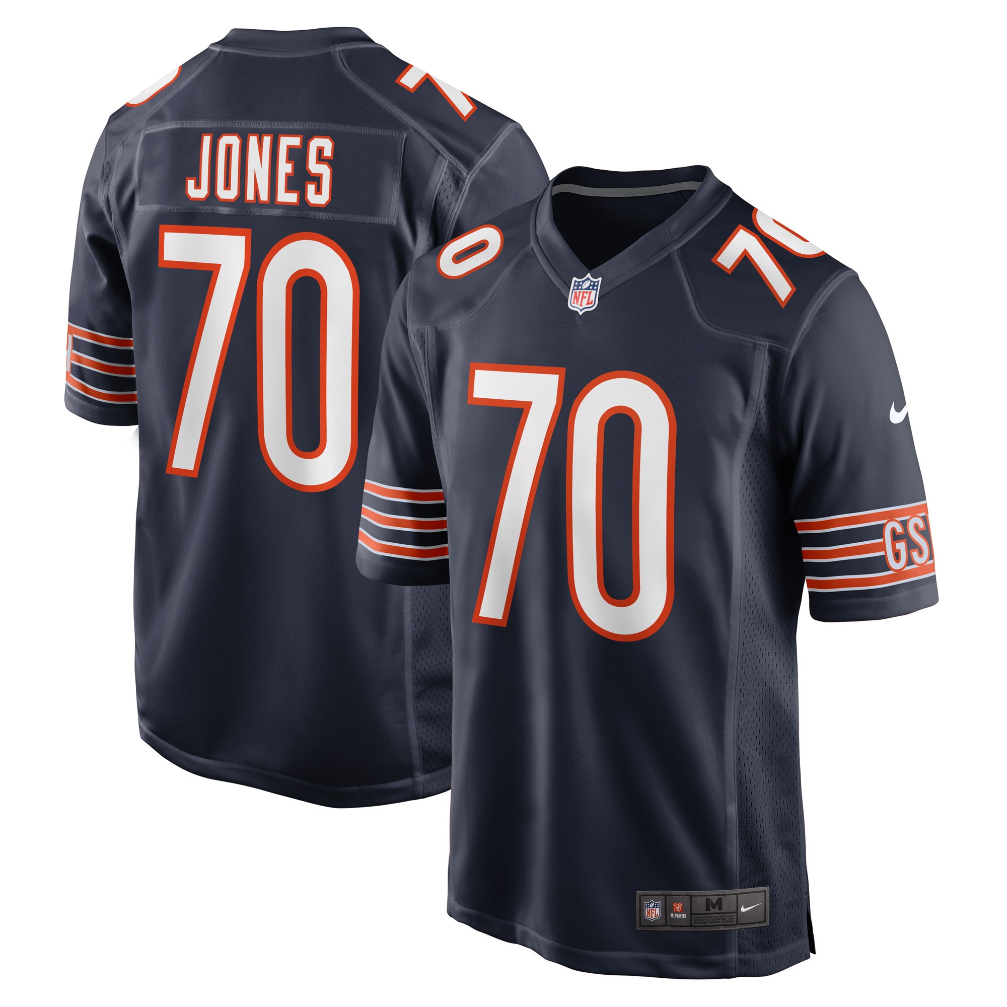 Men's Chicago Bears Braxton Jones Navy Game Player Jersey