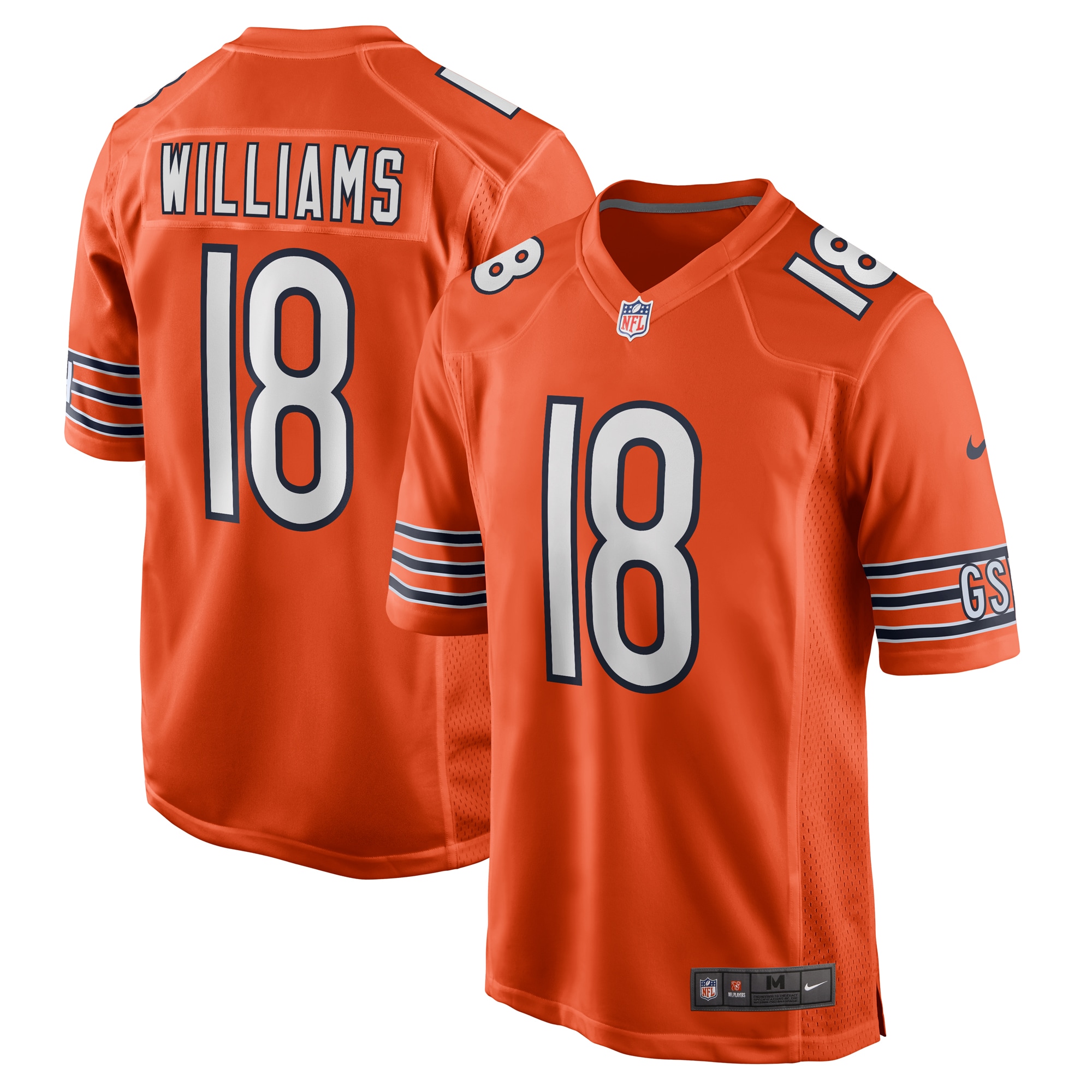 Men's Chicago Bears Caleb Williams Orange Alternate 2024 NFL Draft First Round Pick Player Game Jersey