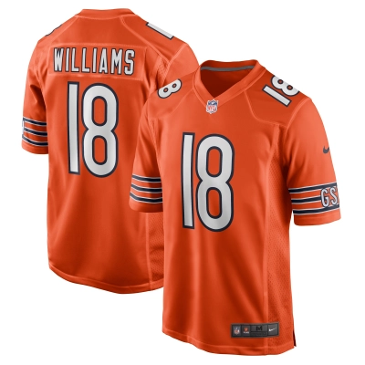 Men's Chicago Bears Caleb Williams Orange Alternate 2024 NFL Draft First Round Pick Player Game Jersey 01