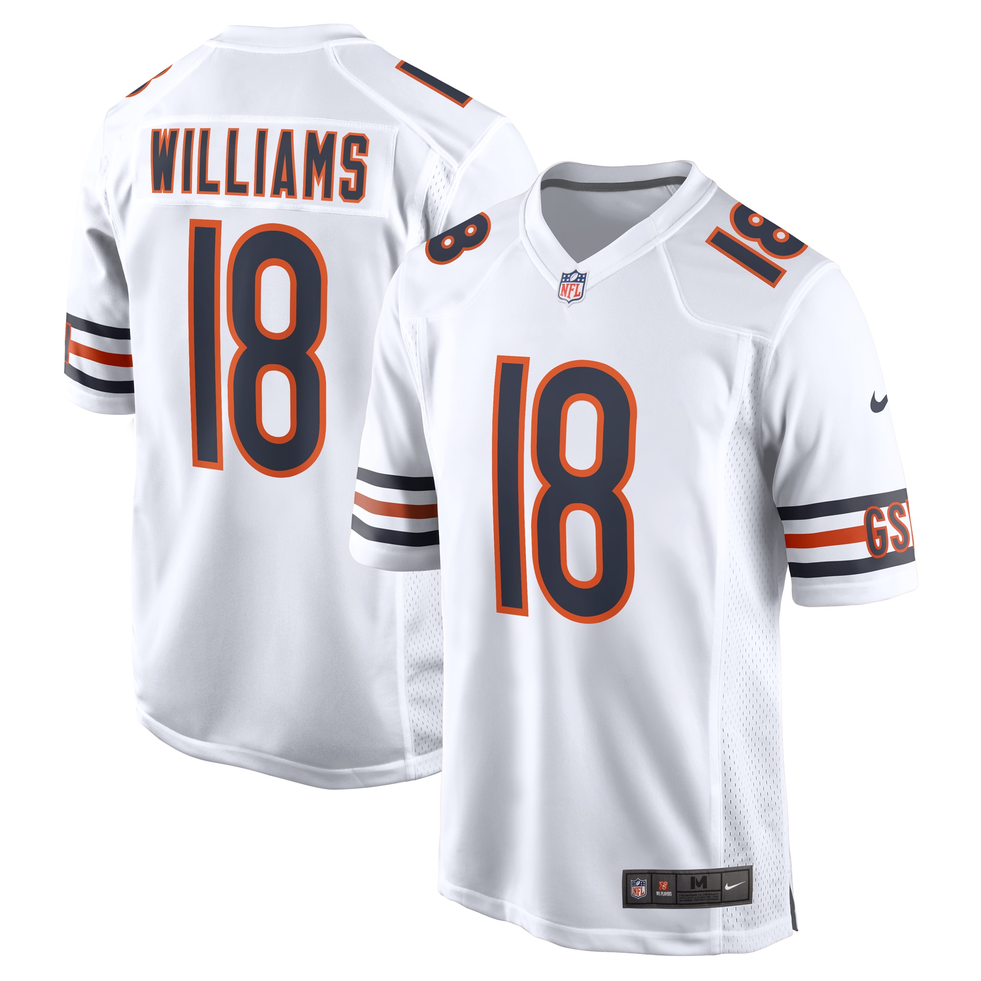 Men's Chicago Bears Caleb Williams White 2024 NFL Draft First Round Pick Player Game Jersey