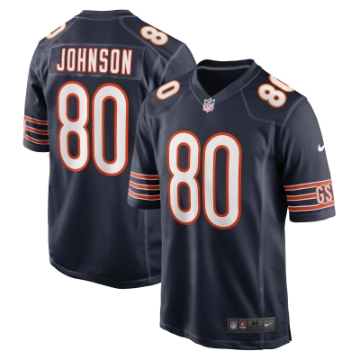Men's Chicago Bears Collin Johnson Navy Game Jersey 01