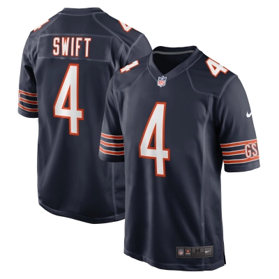 Men's Chicago Bears D'Andre Swift Navy Game Jersey 01
