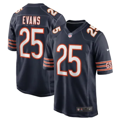 Men's Chicago Bears Darrynton Evans  Navy Game Jersey 01
