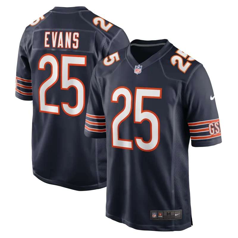 Men's Chicago Bears Darrynton Evans  Navy Game Jersey