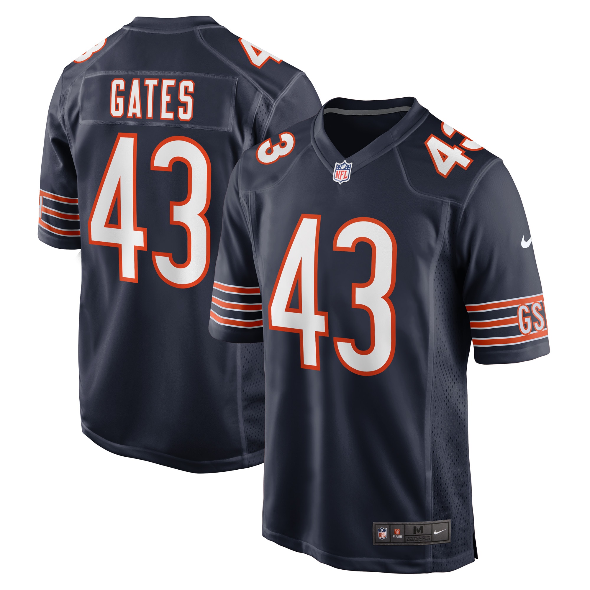 Men's Chicago Bears DeMarquis Gates Navy Game Player Jersey