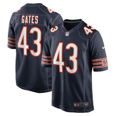 Men's Chicago Bears DeMarquis Gates Navy Game Player Jersey 01