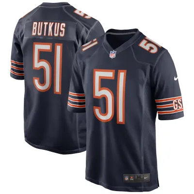 Men's Chicago Bears Dick Butkus Navy Game Retired Player Jersey 01