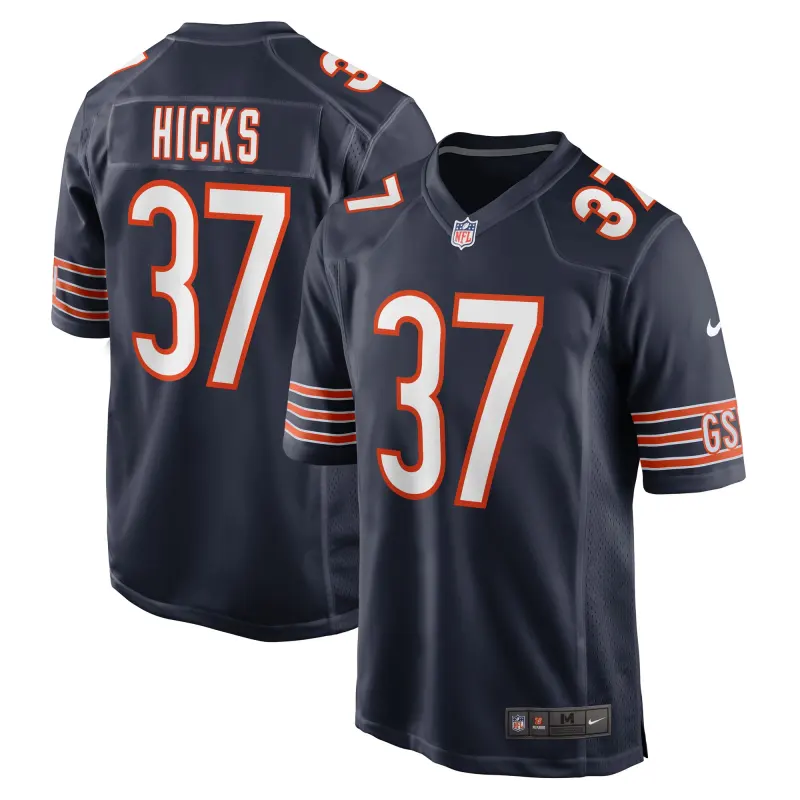 Men's Chicago Bears Elijah Hicks Navy Game Player Jersey