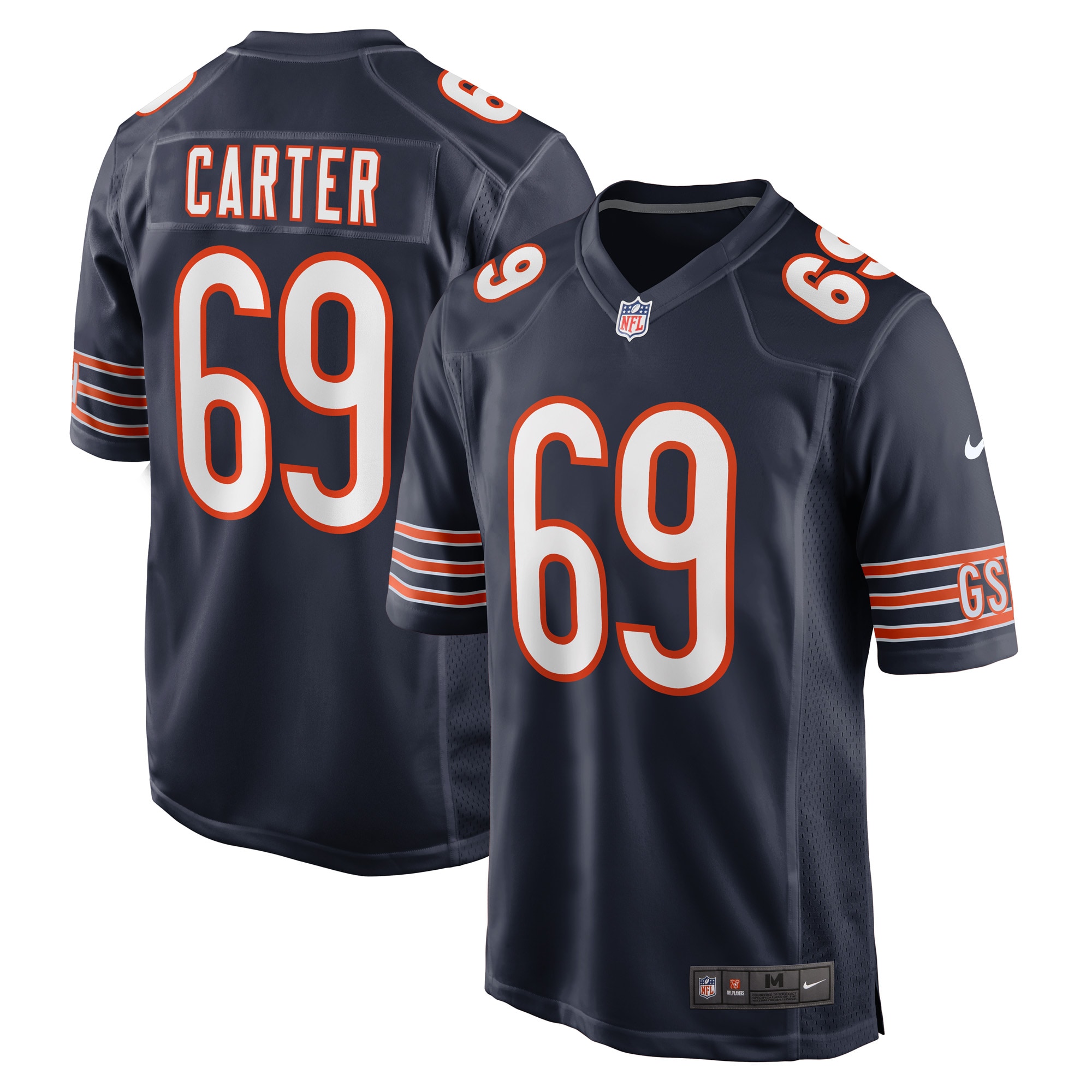 Men's Chicago Bears Ja'Tyre Carter Navy Game Player Jersey