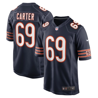 Men's Chicago Bears Ja'Tyre Carter Navy Game Player Jersey 01