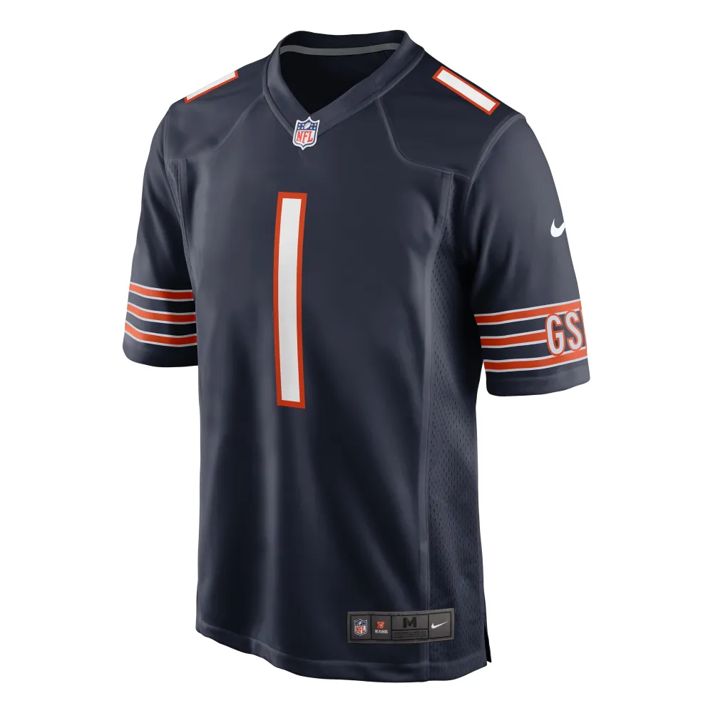 Men's Chicago Bears Justin Fields Navy Game Jersey