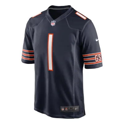 Men's Chicago Bears Justin Fields Navy Game Jersey 02