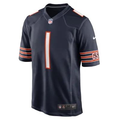 Men's Chicago Bears Justin Fields Navy Player Game Jersey 02