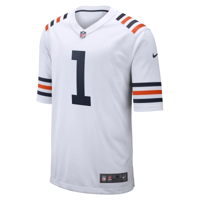 Men's Chicago Bears Justin Fields White 2021 NFL Draft First Round Pick Alternate Classic Game Jersey 02