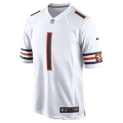 Men's Chicago Bears Justin Fields White Player Game Jersey 02