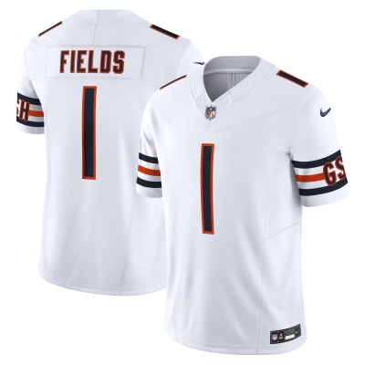 Men's Chicago Bears Justin Fields White Vapor F.U.S.E. Limited Jersey 01