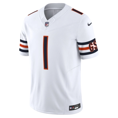 Men's Chicago Bears Justin Fields White Vapor F.U.S.E. Limited Jersey 02
