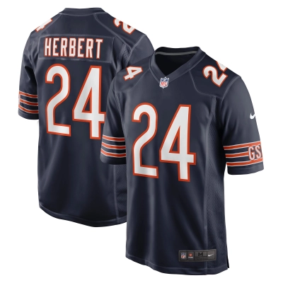 Men's Chicago Bears Khalil Herbert Navy Game Jersey 01