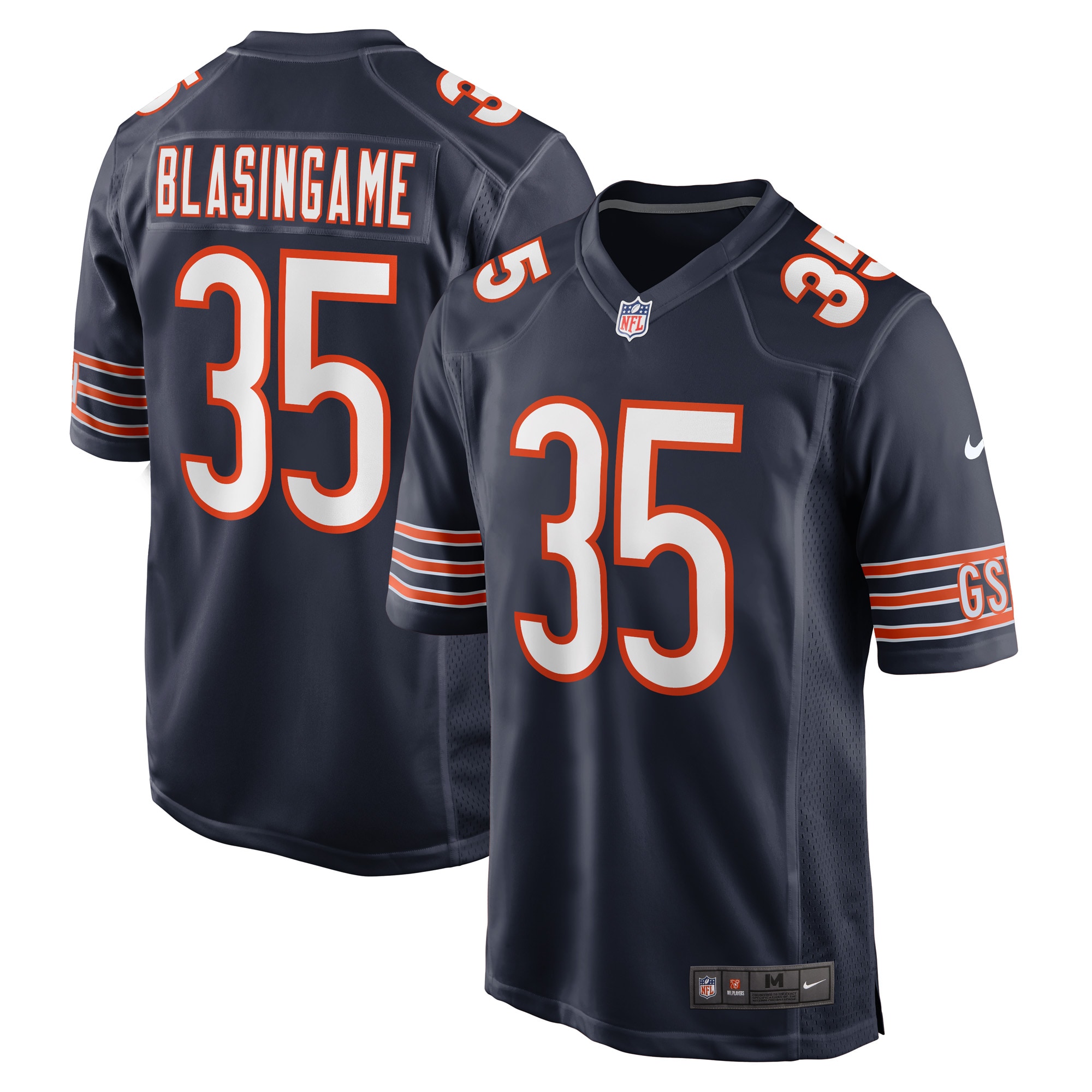 Men's Chicago Bears Khari Blasingame Navy Game Player Jersey