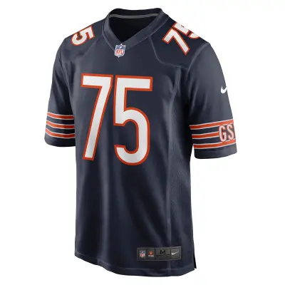 Men's Chicago Bears Larry Borom Navy Game Jersey 02