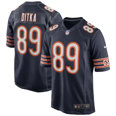 Men's Chicago Bears Mike Ditka Navy Game Retired Player Jersey 01