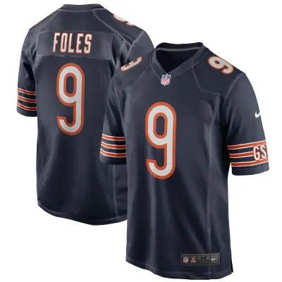 Men's Chicago Bears Nick Foles Navy Game Player Jersey 01