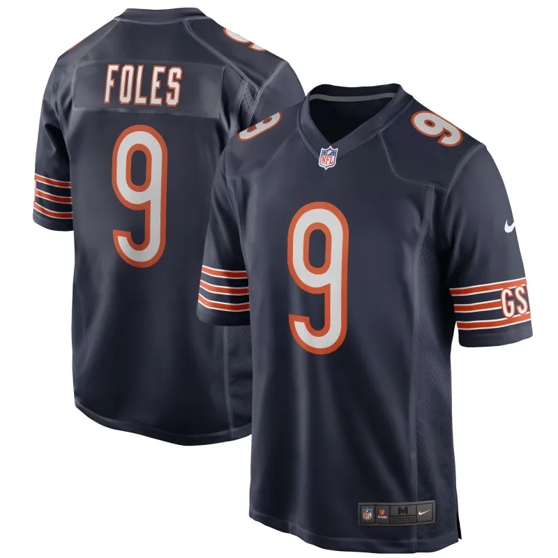 Men's Chicago Bears Nick Foles Navy Game Player Jersey