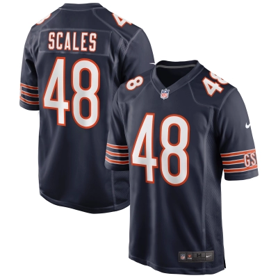 Men's Chicago Bears Patrick Scales Navy Game Jersey 01