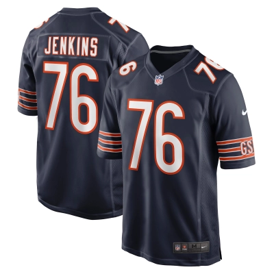 Men's Chicago Bears Teven Jenkins Navy Game Jersey 01