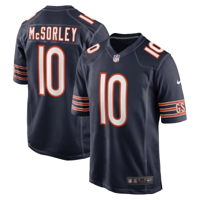 Men's Chicago Bears Trace McSorley Navy Team Game Jersey 01