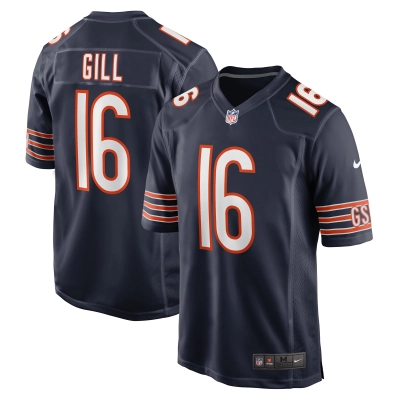 Men's Chicago Bears Trenton Gill Navy Game Player Jersey 01