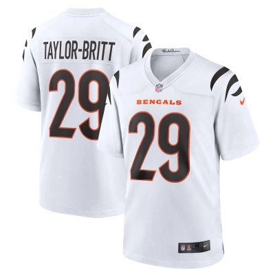 Men's Cincinnati Bengals Cam Taylor-Britt White Game Jersey 01
