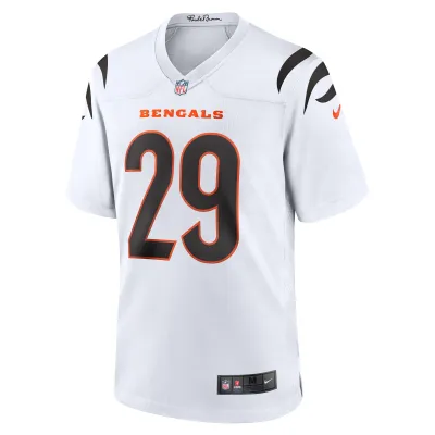 Men's Cincinnati Bengals Cam Taylor-Britt White Game Jersey 02