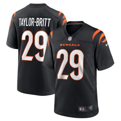 Men's Cincinnati Bengals Cam Taylor-Britt Black Game Player Jersey 01