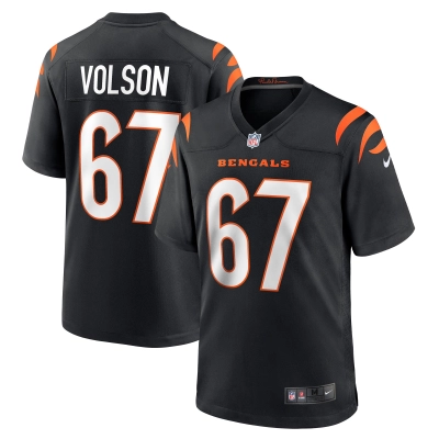 Men's Cincinnati Bengals Cordell Volson Black Game Player Jersey 01