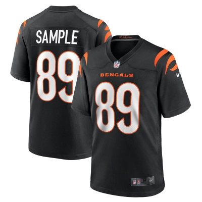 Men's Cincinnati Bengals Drew Sample Black Game Jersey 01