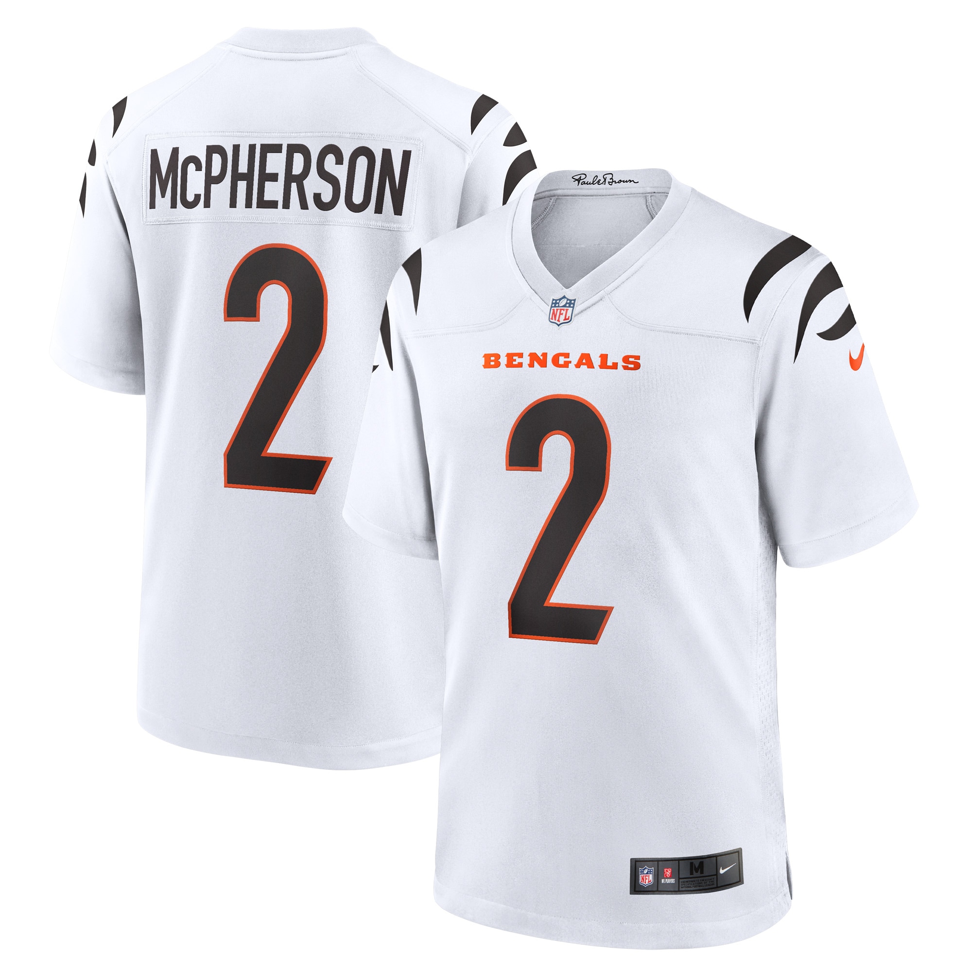 Men's Cincinnati Bengals Evan McPherson White Game Player Jersey