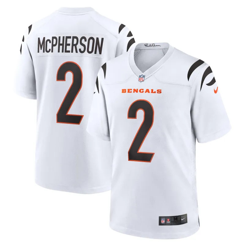Men's Cincinnati Bengals Evan McPherson White Game Player Jersey