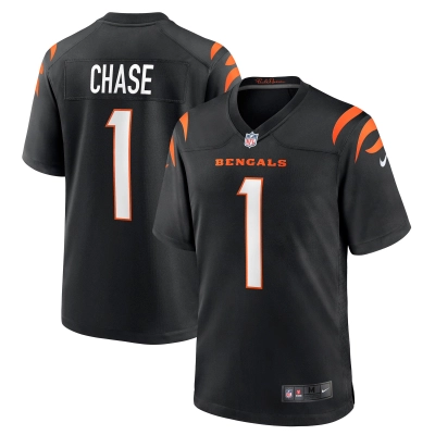 Men's Cincinnati Bengals Ja'Marr Chase Black Game Jersey 01