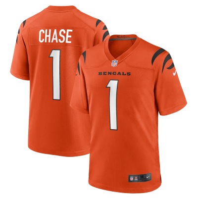 Men's Cincinnati Bengals Ja'Marr Chase Orange Alternate Game Jersey 01