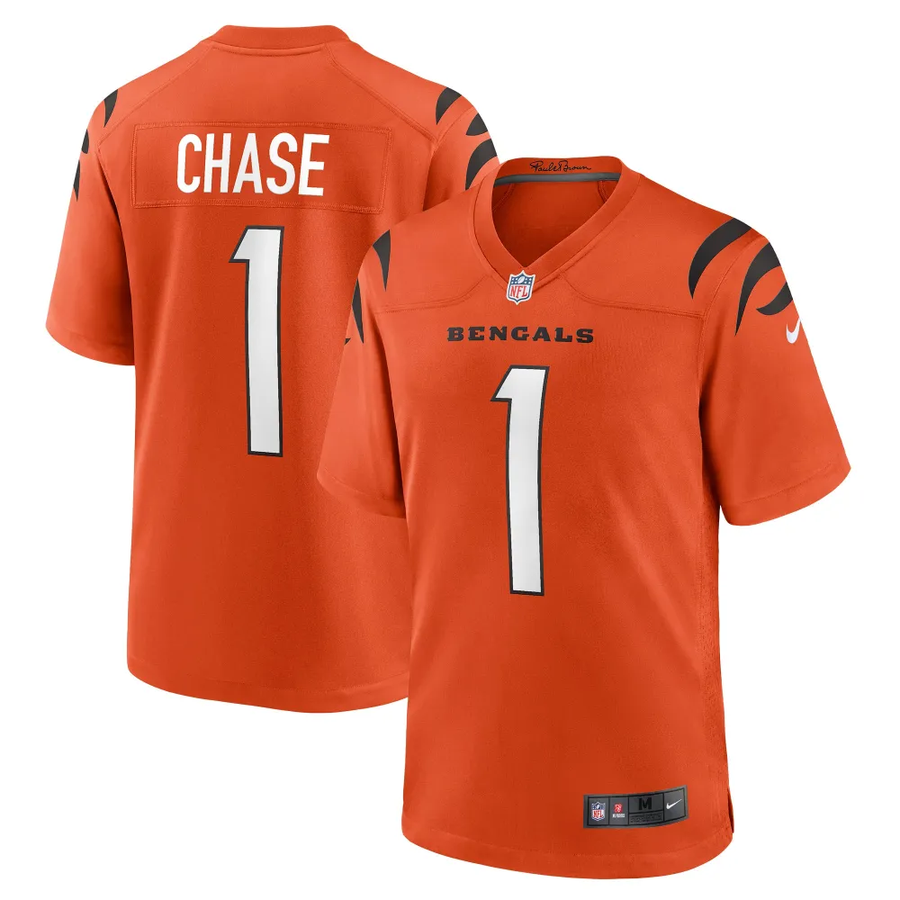 Men's Cincinnati Bengals Ja'Marr Chase Orange Game Jersey