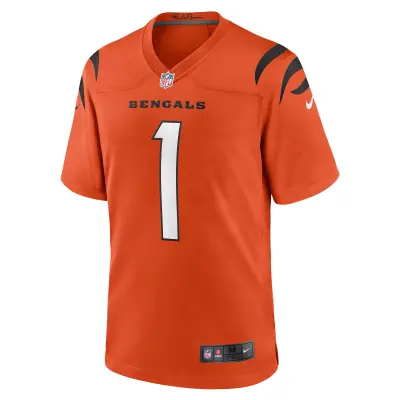 Men's Cincinnati Bengals Ja'Marr Chase Orange Game Jersey 02