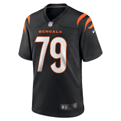 Men's Cincinnati Bengals Jackson Carman Black Game Jersey 02