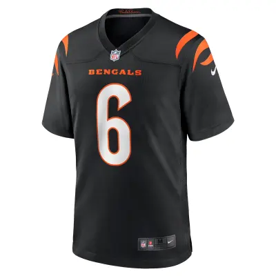 Men's Cincinnati Bengals Jake Browning Black Game Jersey 02