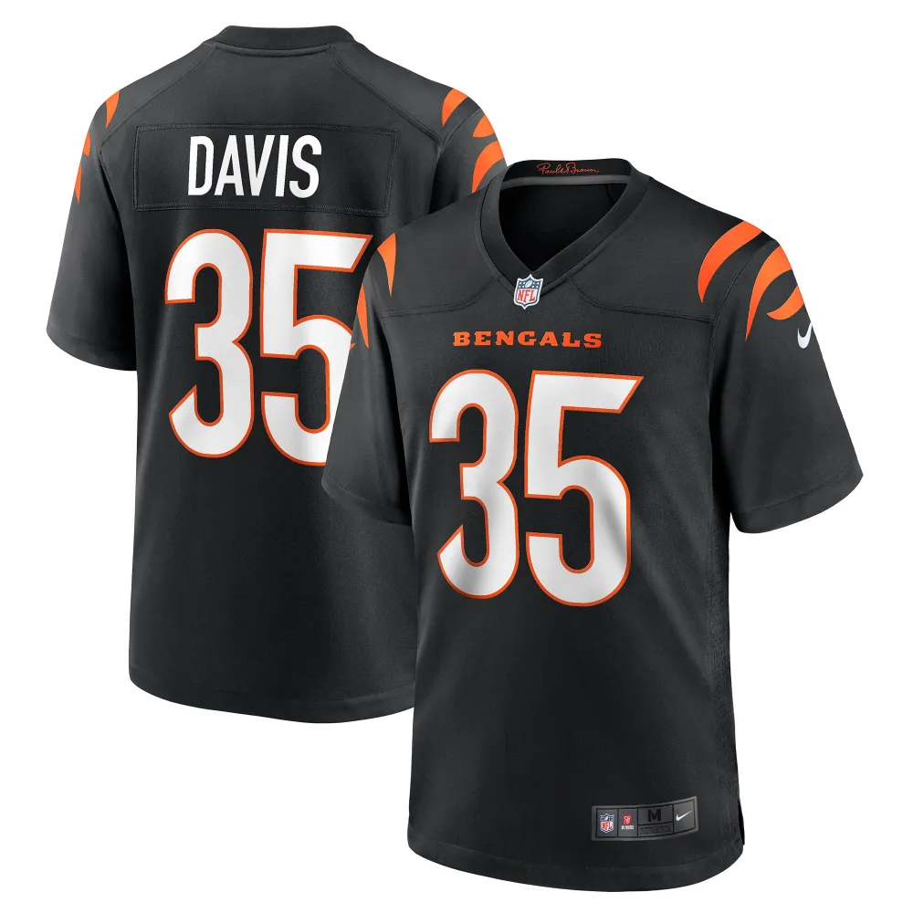 Men's Cincinnati Bengals Jalen Davis Black Game Player Jersey