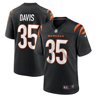 Men's Cincinnati Bengals Jalen Davis Black Game Player Jersey 01