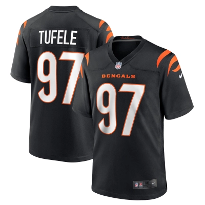 Men's Cincinnati Bengals Jay Tufele Black Game Player Jersey 01
