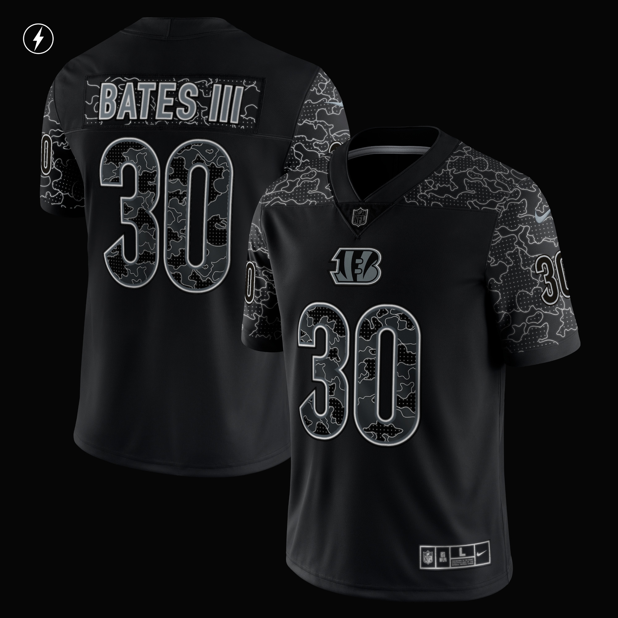 Men's Cincinnati Bengals Jessie Bates III Black RFLCTV Limited Jersey