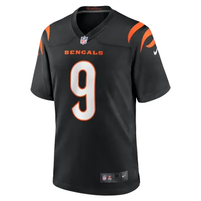 Men's Cincinnati Bengals Joe Burrow Black Player Game Jersey 02